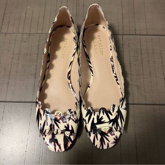 Artelier Nicole Miller tampa flats cream with black accent colours Leather sz 7 - Picture 4 of 12